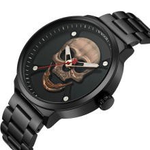 Original Factory Pirate Style Skull Watch Men Waterproof Stainless Steel Quartz Wrist Watches Sports Men Clock WWOOR 8867